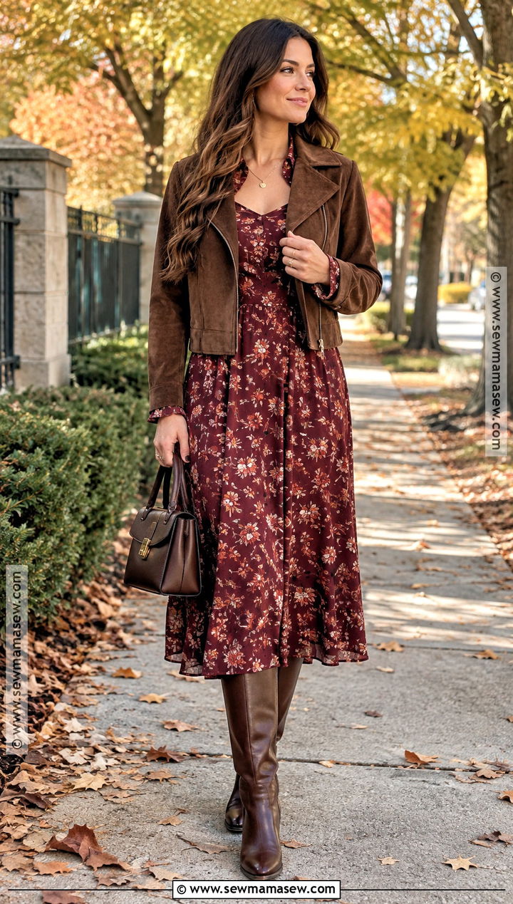 Fall Date Night Floral Midi Dress Outfit - 15 date night outfit fall ideas 2026