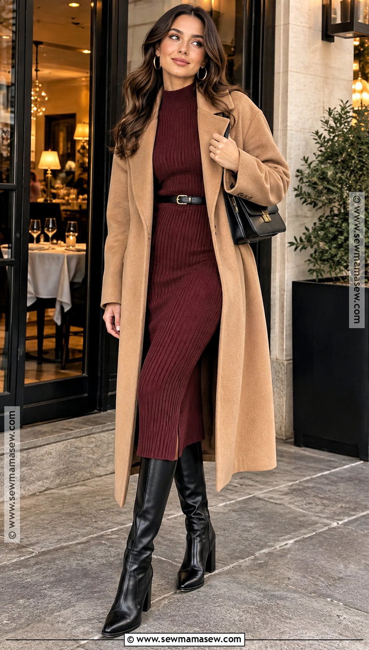 Fall Date Night Knit Dress Outfit - 25 date night outfit fall ideas