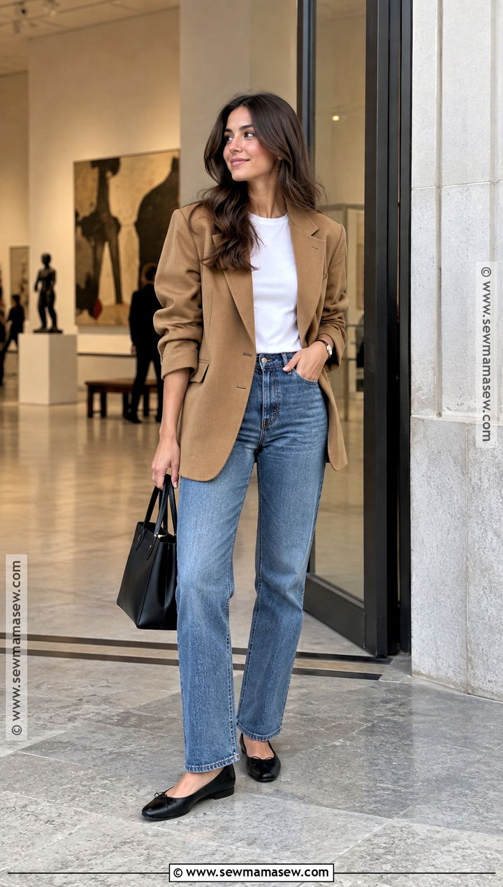 Fall Date Outfit With A Blazer And Ballet Flats - 20 fall date outfit casual ideas