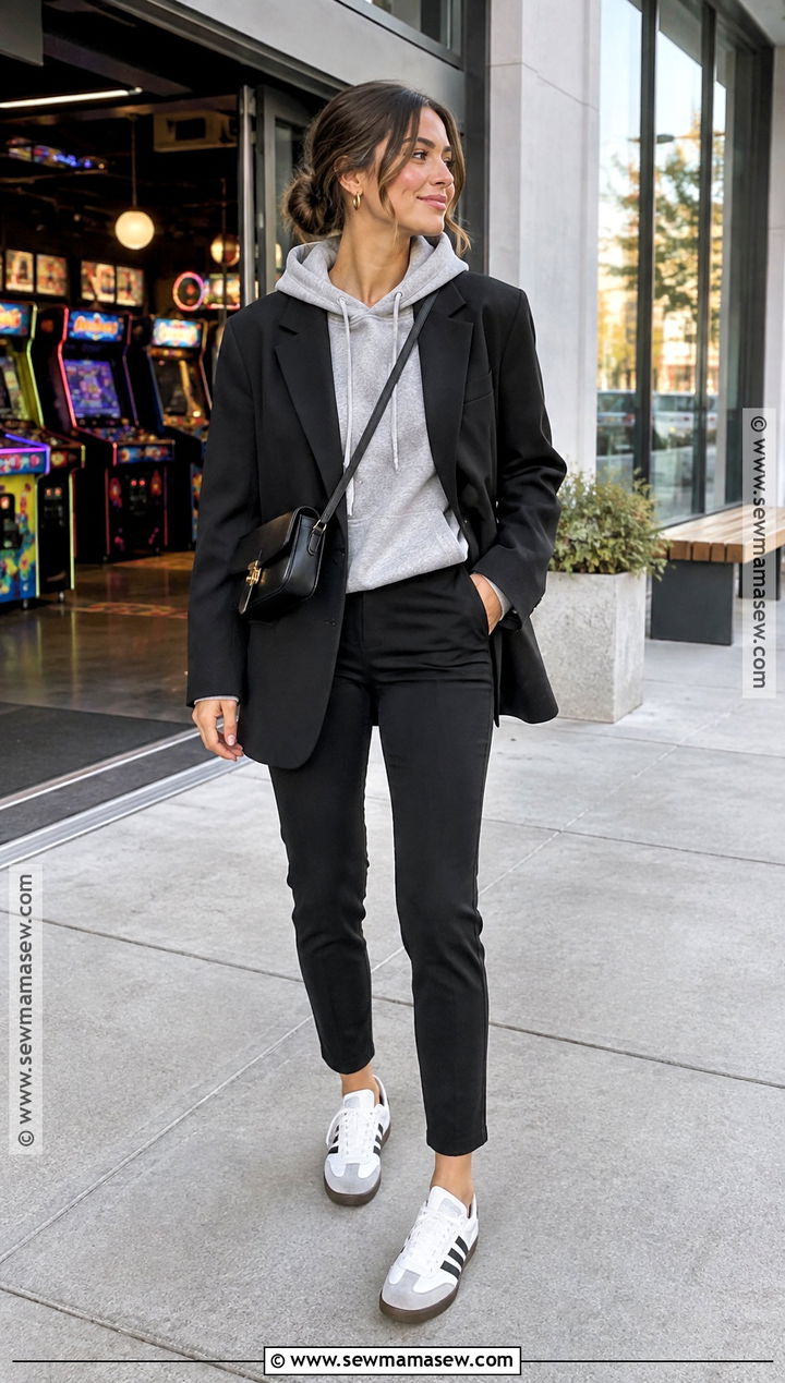 Fall Date Outfit With A Hoodie And Oversized Blazer - 20 fall date outfit casual ideas