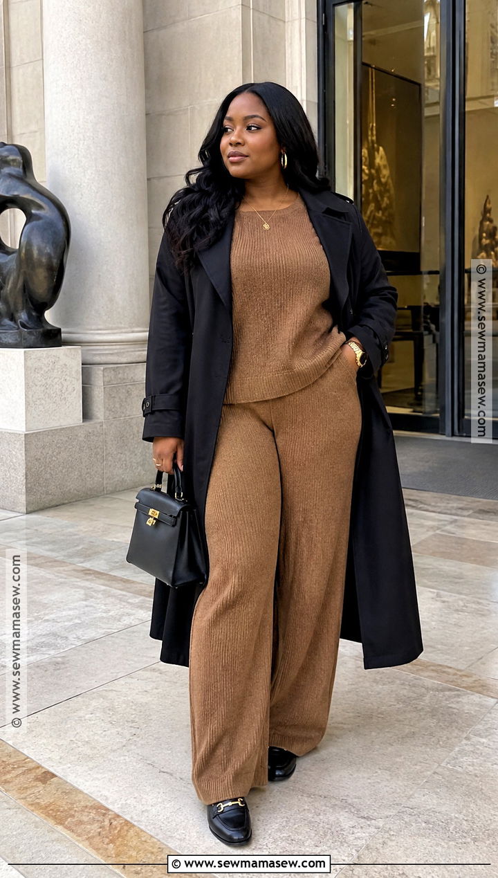 Fall Date Outfit With A Knit Set And Trench Coat - 15 fall date outfit ideas for black women