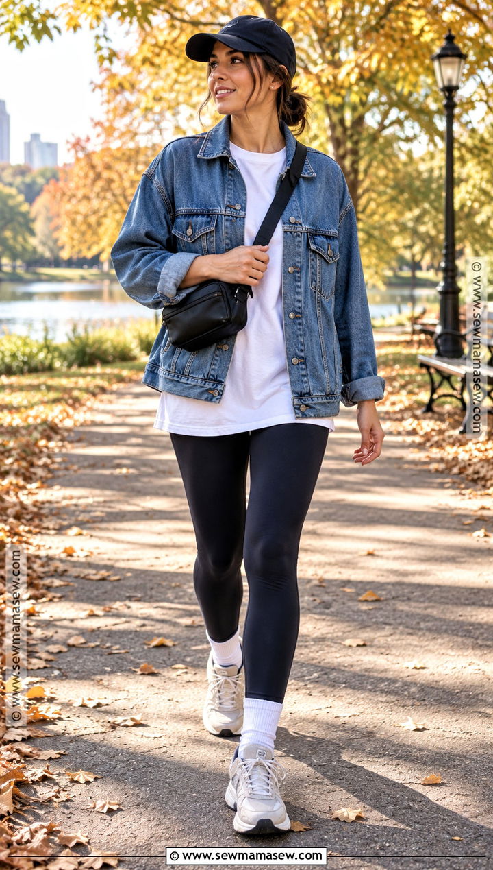 Fall Denim Jacket And Leggings Outfit - 25 Fall Fit Inspo Ideas