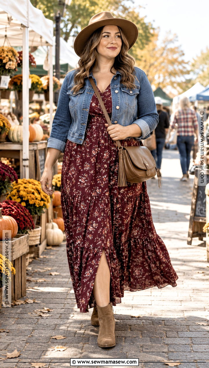 Fall Denim Jacket And Maxi Dress Outfit - 30 Fall Fashion 2026 Ideas for Women