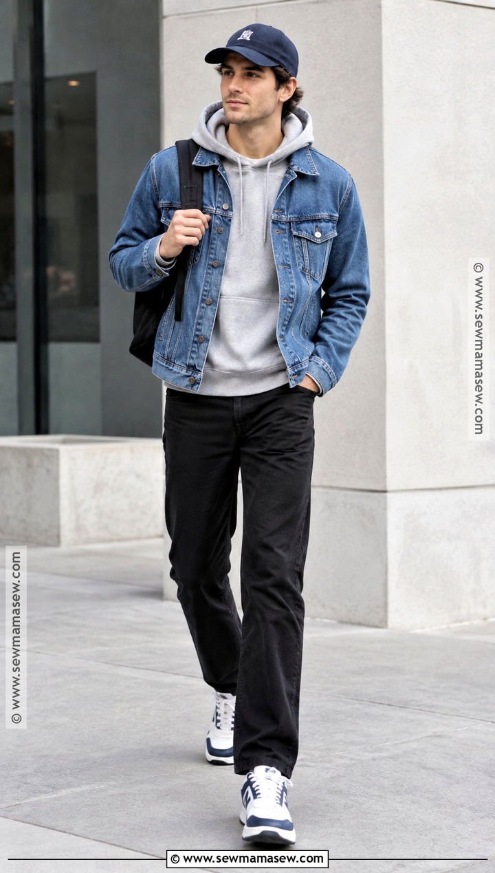 Fall Denim Jacket and Hoodie Outfit - 20 fall male outfits