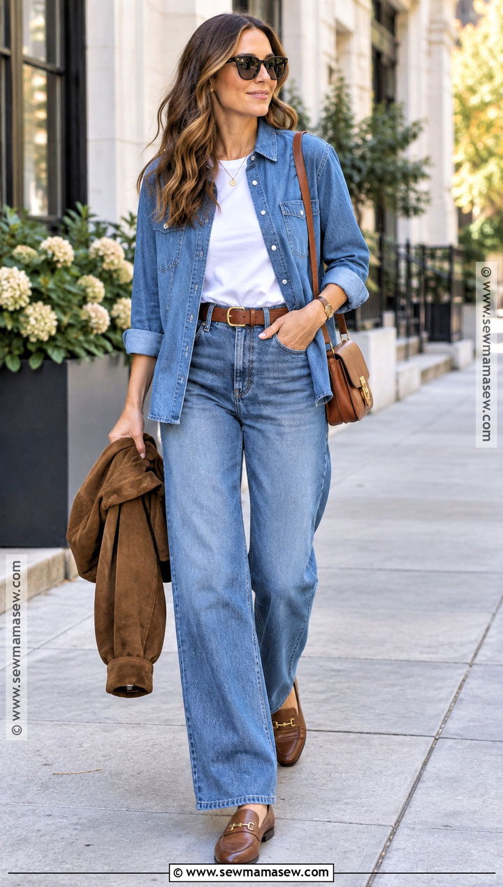 Fall Denim Shirt And Matching Jeans Outfit - 20 fits for fall