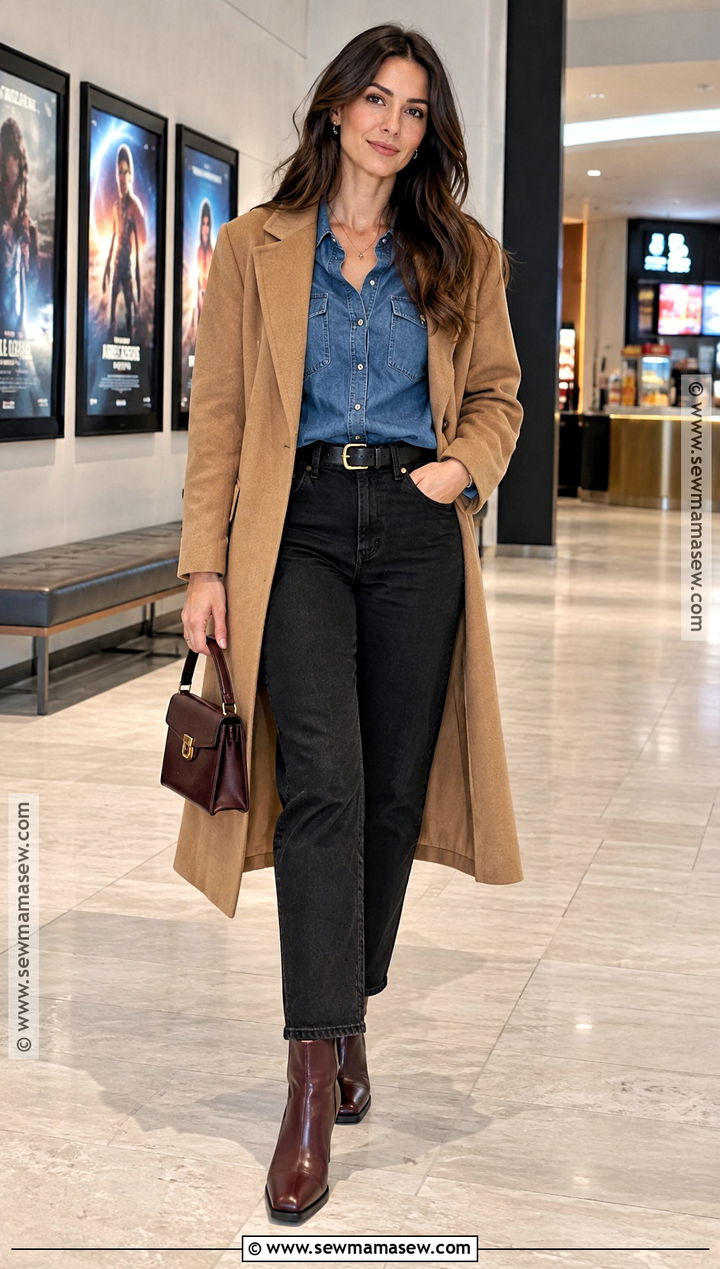 Fall Denim Shirt and Black Jeans Outfit - 15 date night outfit ideas fall