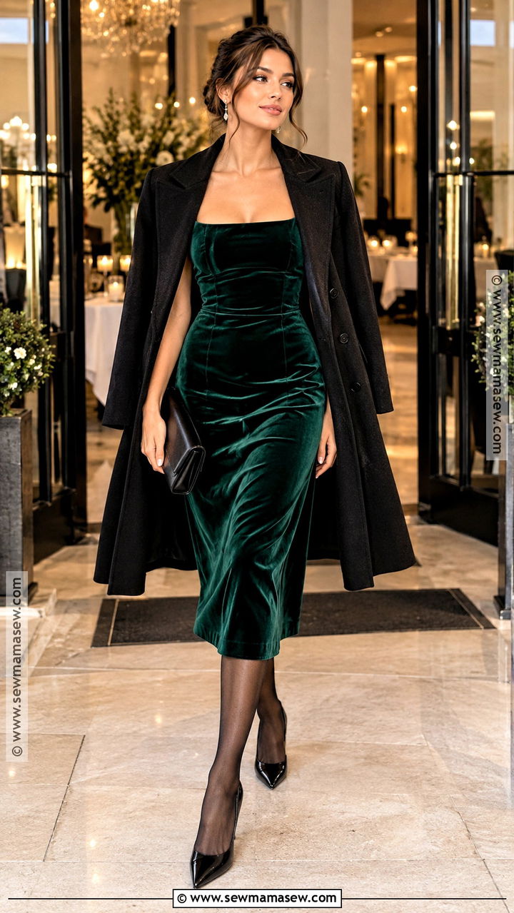 Fall Dinner Date Velvet Dress Outfit - 20 fall outfits dinner date