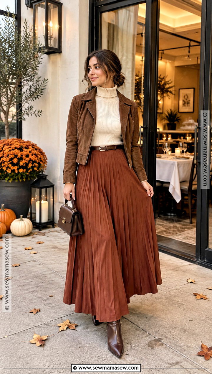 Fall Dinner Outfit With A Maxi Skirt And Fitted Sweater - 20 fall outfits for dinner