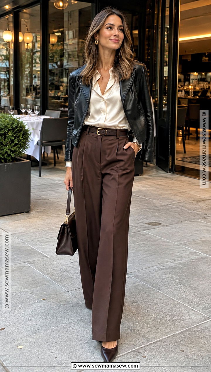 Fall Dinner Outfit With A Silk Blouse And Tailored Pants - 20 fall outfits for dinner