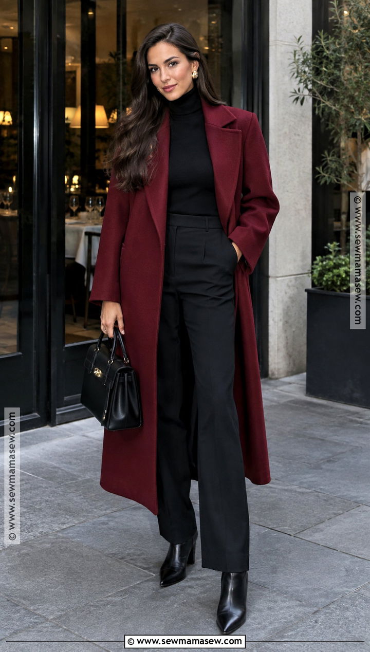 Fall Dinner Outfit With A Statement Coat And All Black Base - 20 fall outfits for dinner