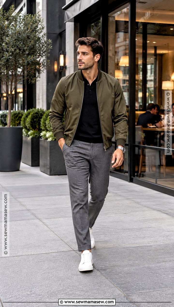 Fall Dinner Outfit With Bomber Jacket - 15 fall dinner outfits for men