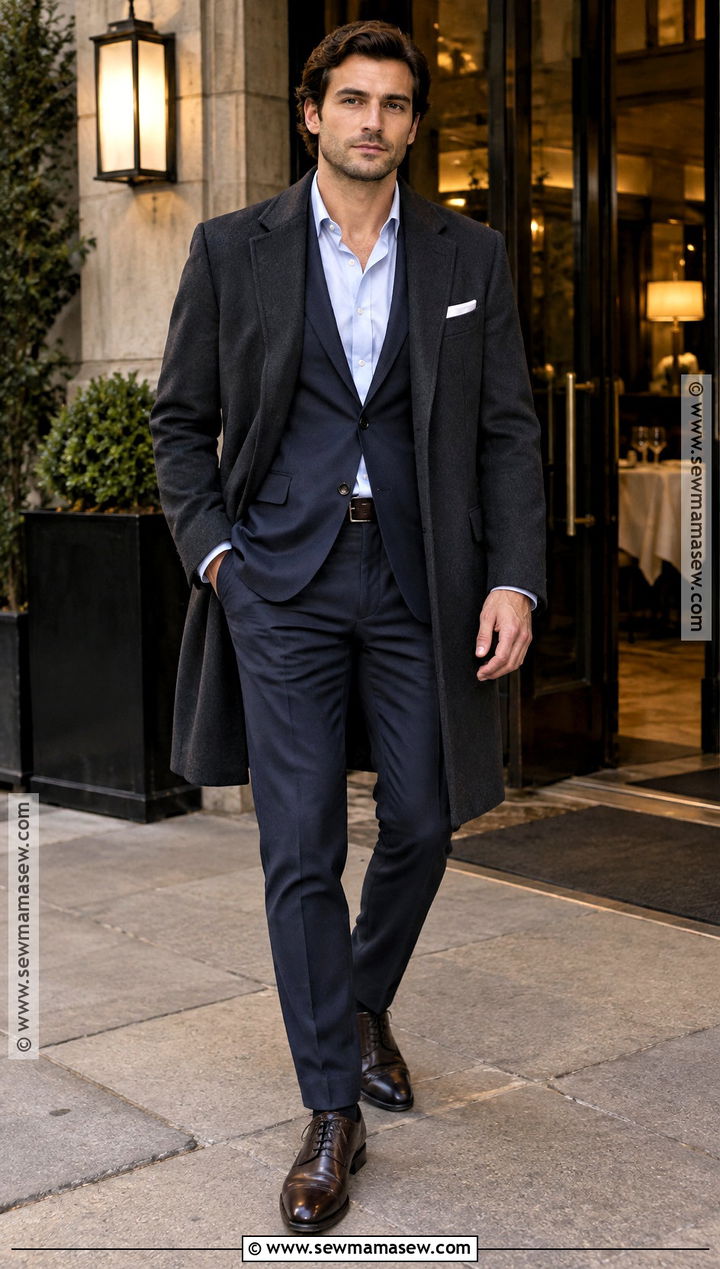 Fall Dinner Outfit With Navy Suit - 15 fall dinner outfits for men