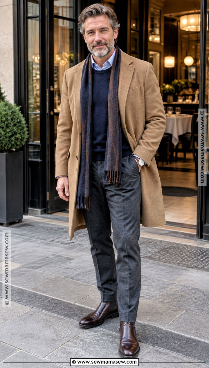 Fall Dinner Outfit With Wool Overcoat - 15 fall dinner outfits for men