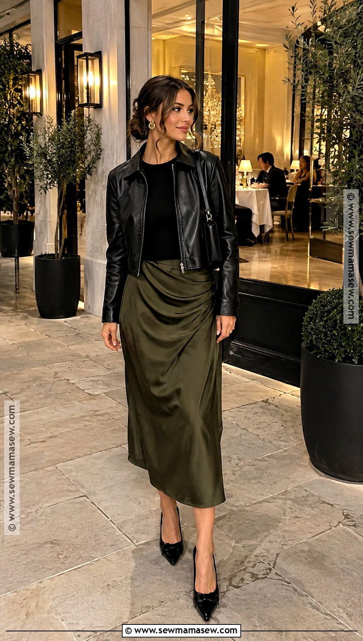 Fall Dinner Vacation Outfit With Leather Jacket - 20 Vacation Fall Outfits