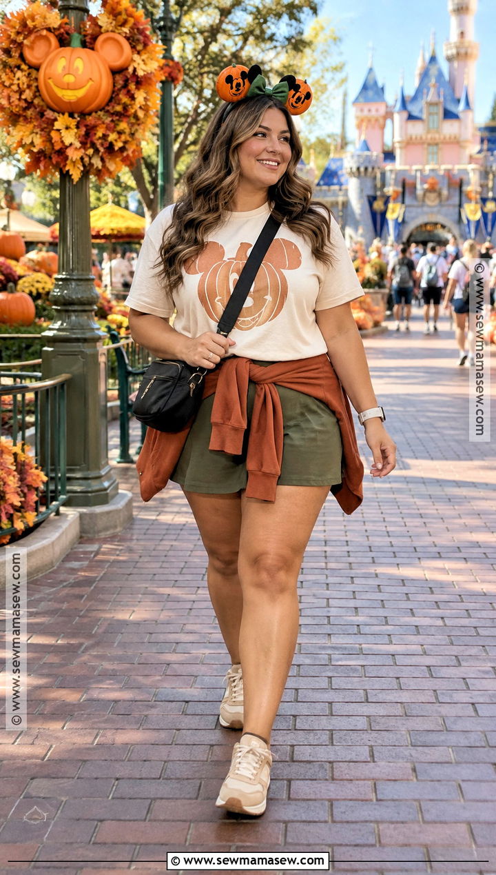 Fall Disneyland Pumpkin Tee And Skort Outfit - 25 disneyland outfits fall