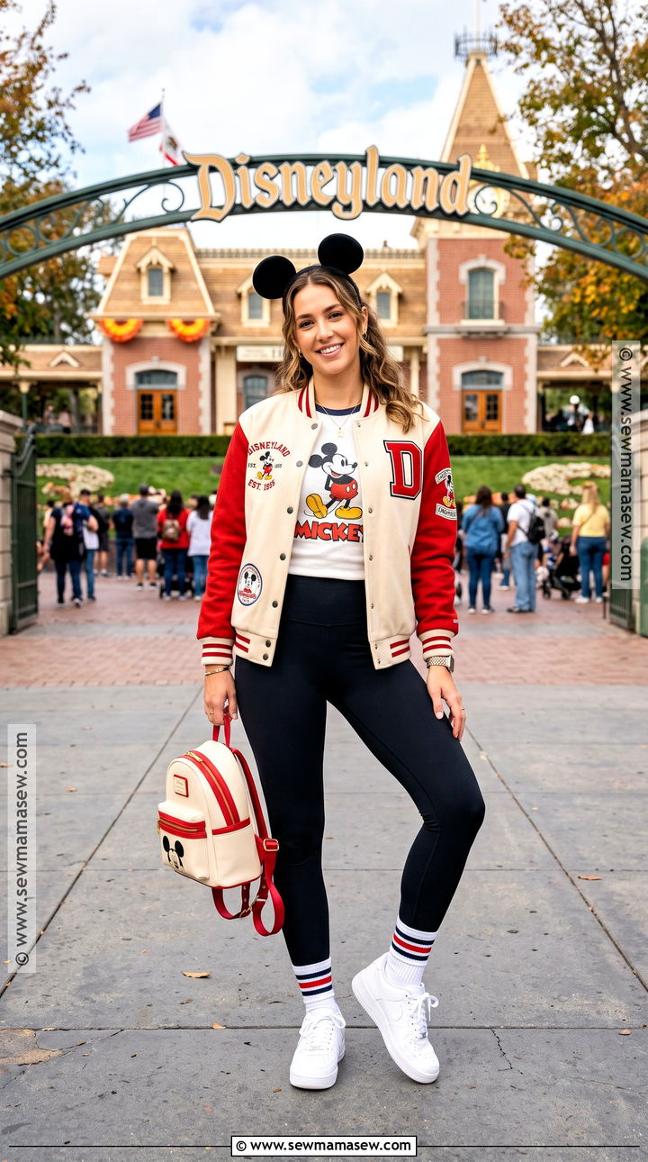 Fall Disneyland Varsity Jacket And Leggings Outfit - 25 disneyland outfits fall