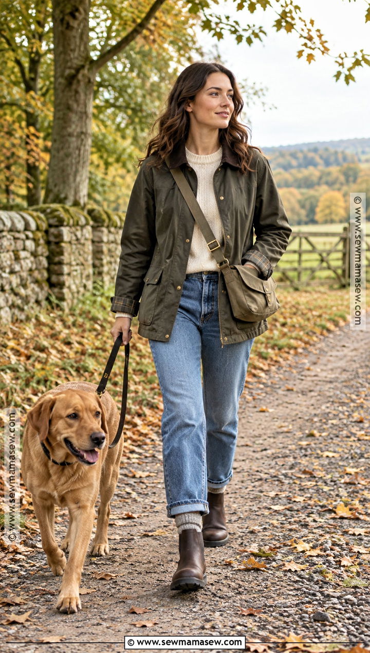 Fall Dog Walking Outfit With A Barn Jacket And Jeans - 15 dog walking outfit fall ideas