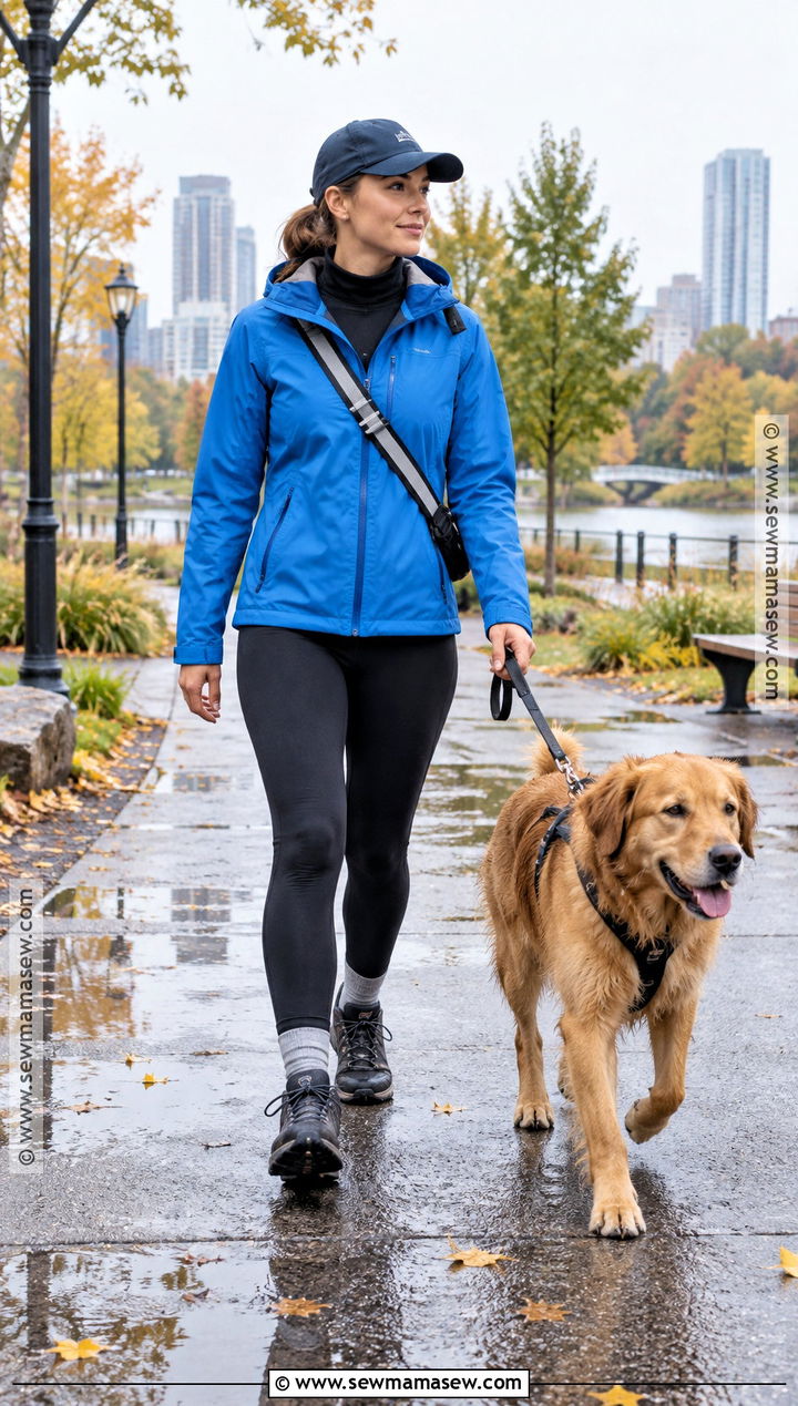 Fall Dog Walking Outfit With A Waterproof Rain Jacket - 15 dog walking outfit fall ideas