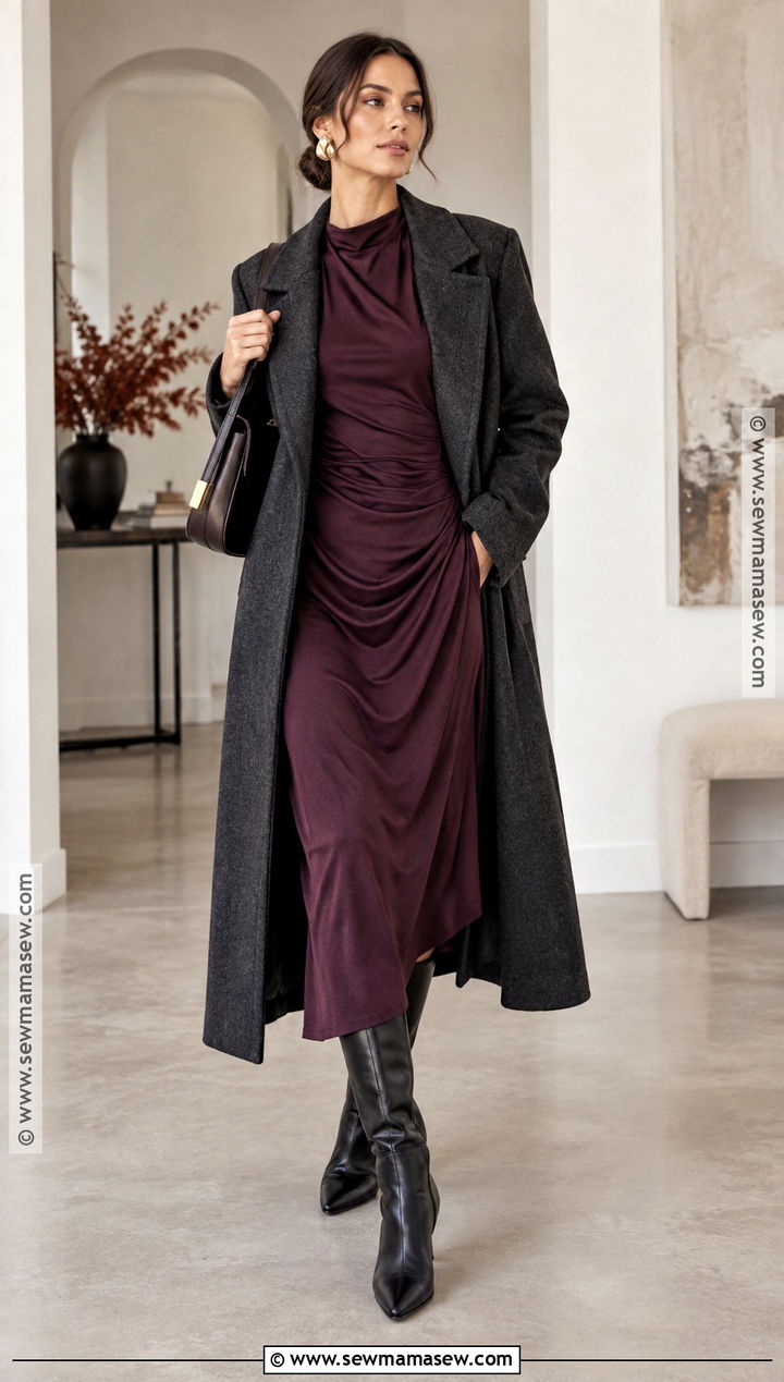 Fall Draped Dress Outfit - 25 fall 20 fashion trends