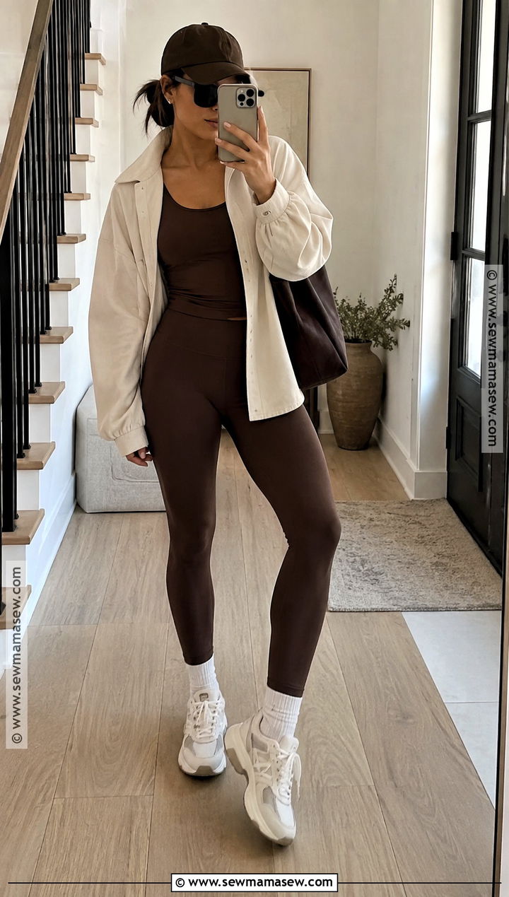 Fall Errand Workout Outfit With A Matching Set And Overshirt - 15 fall fitness clothes