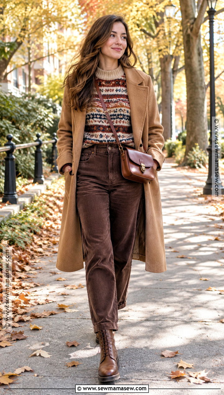 Fall Fair Isle Sweater With Corduroy Pants - 25 womens fall fashion ideas
