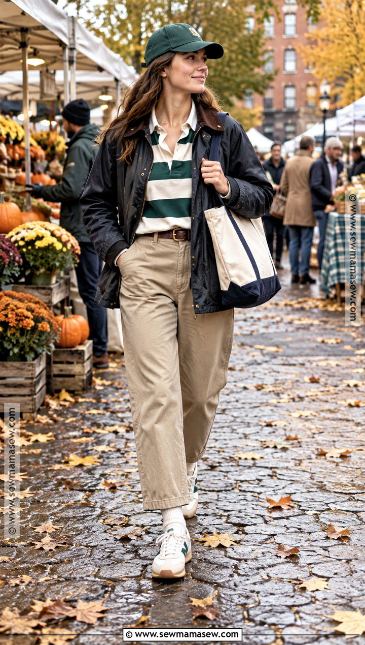 Fall Farmers Market Outfit With A Rugby Shirt And Chinos - 25 farmers market outfit fall ideas
