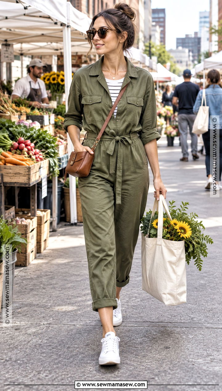 Fall Farmers Market Outfit With A Utility Jumpsuit - 25 fall farmers market outfit ideas