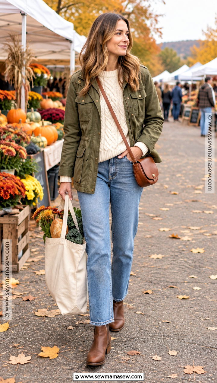 Fall Farmers Market Outfit With Straight Leg Jeans - 25 fall farmers market outfit ideas