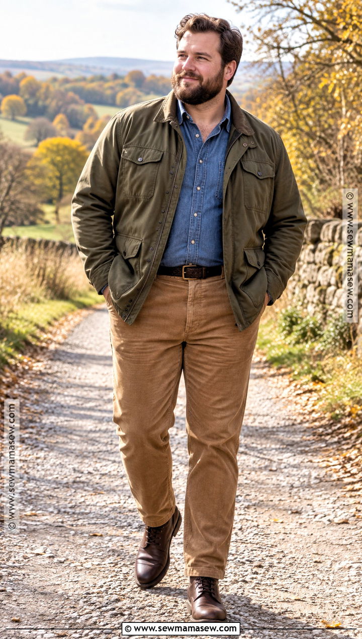 Fall Field Jacket With Chambray Shirt And Corduroy Pants - 15 mens plus size fall fashion ideas