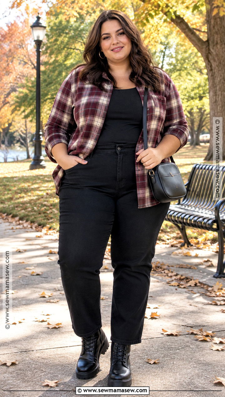 Fall Flannel Shirt and Black Jeans Outfit - 30 fall outfit ideas