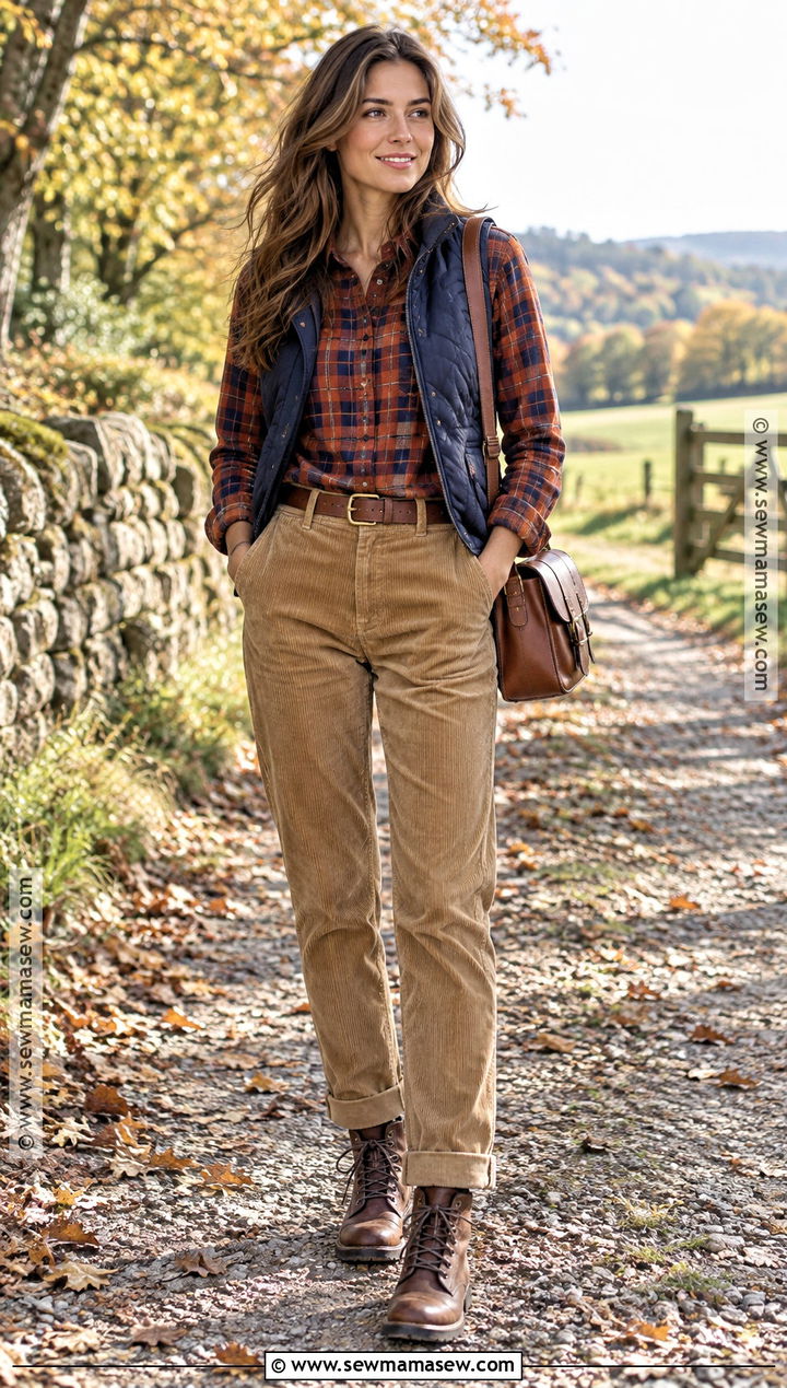 Fall Flannel Shirt and Corduroy Pants Outfit - 20 Outfit For Fall Ideas for Women