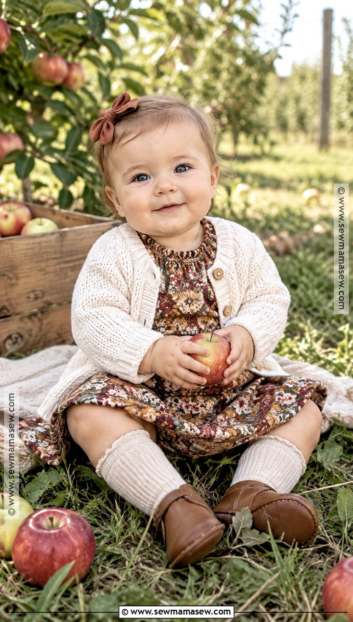 Fall Floral Baby Dress With Bloomers And Booties - 15 cozy fall baby outfit ideas
