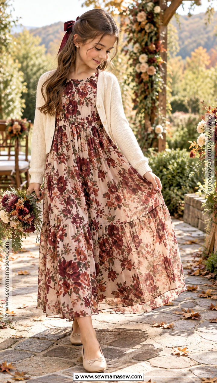 Fall Floral Chiffon Junior Bridesmaid Dress - 15 Fall Wedding Junior Bridesmaid Dresses