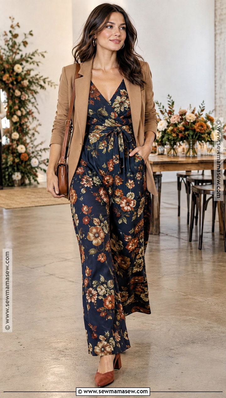 Fall Floral Jumpsuit Bridal Shower Outfit - 20 fall bridal shower outfit ideas