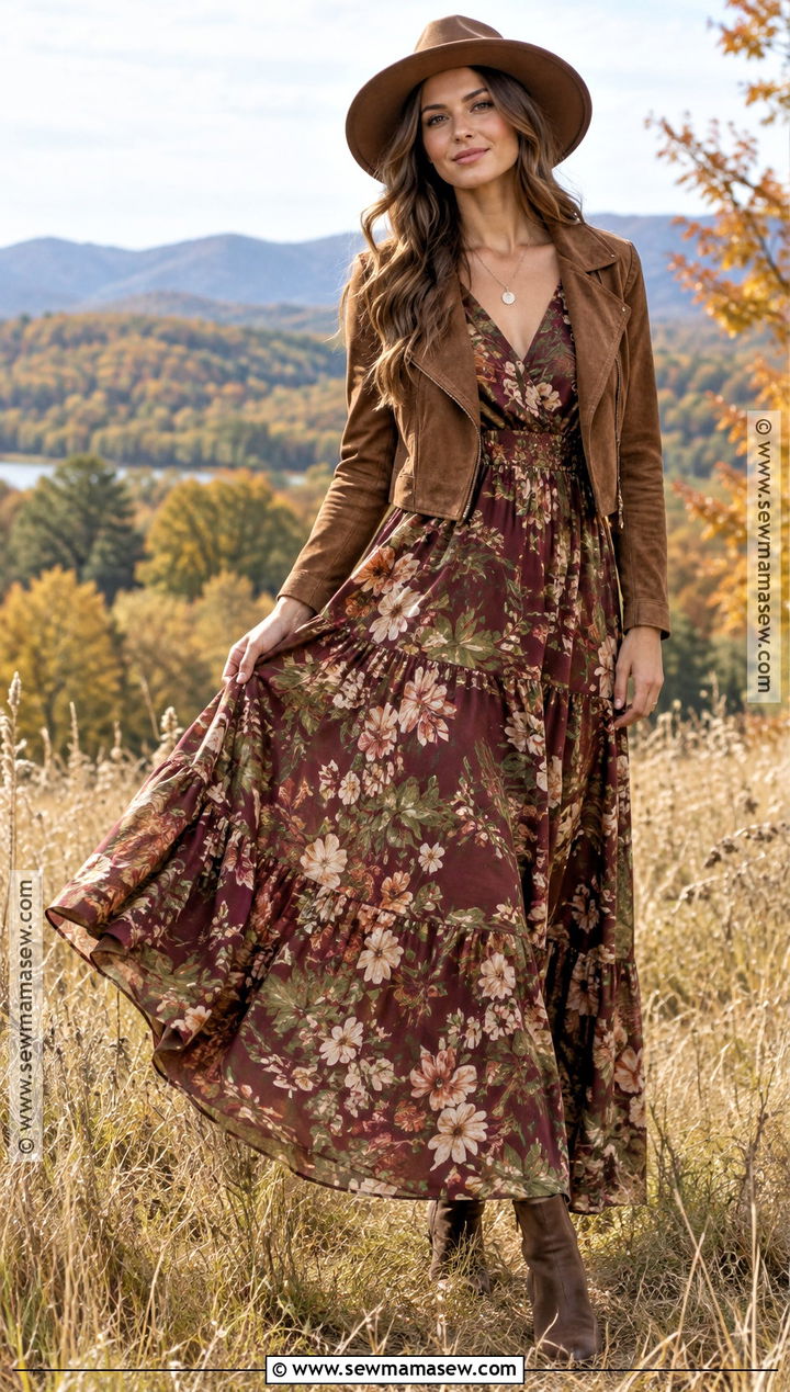 Fall Floral Maxi Dress Photoshoot - 20 fall fashion photoshoot ideas