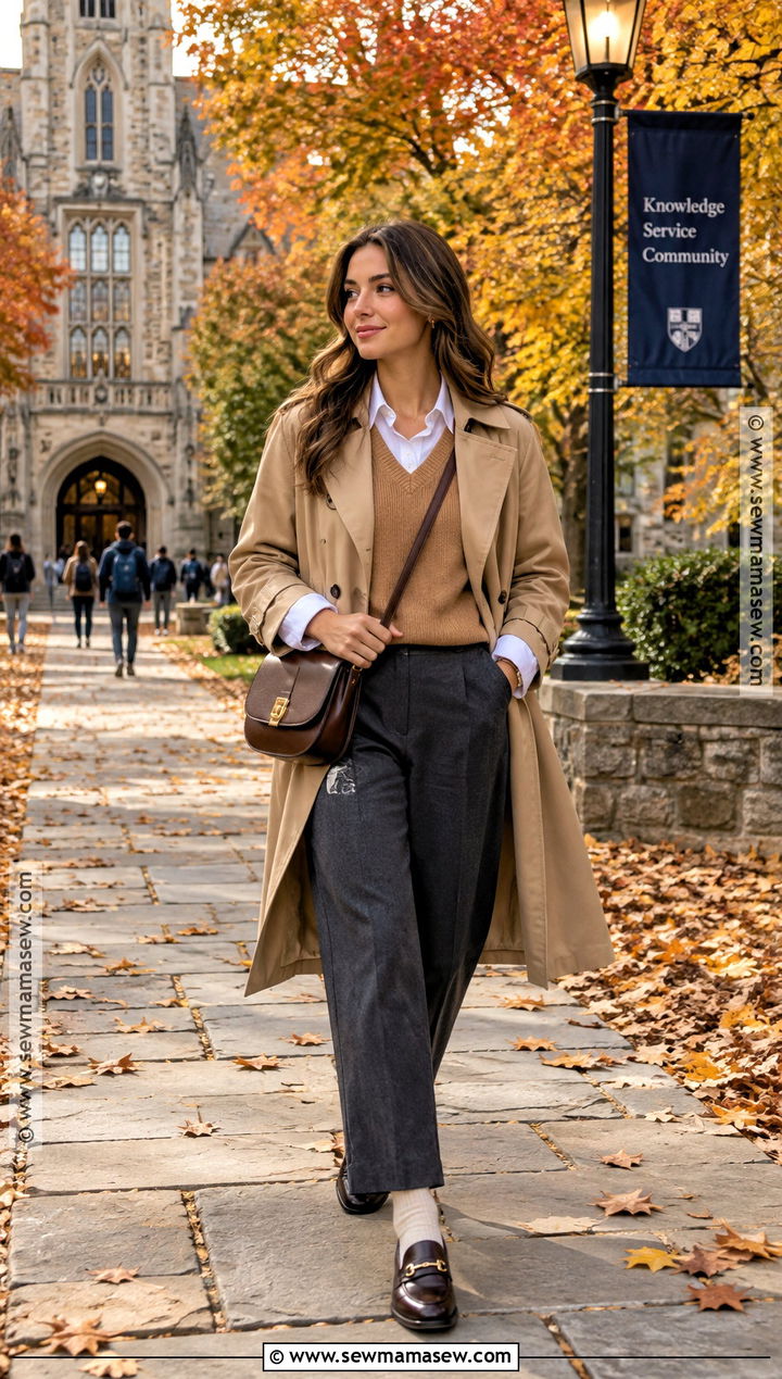 Fall Foliage Outfit With Sweater Vest And Trousers - 20 Fall Foliage Outfits for Women