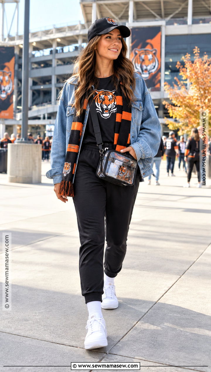 Fall Football Denim Jacket And Joggers Outfit - 20 fall football outfits