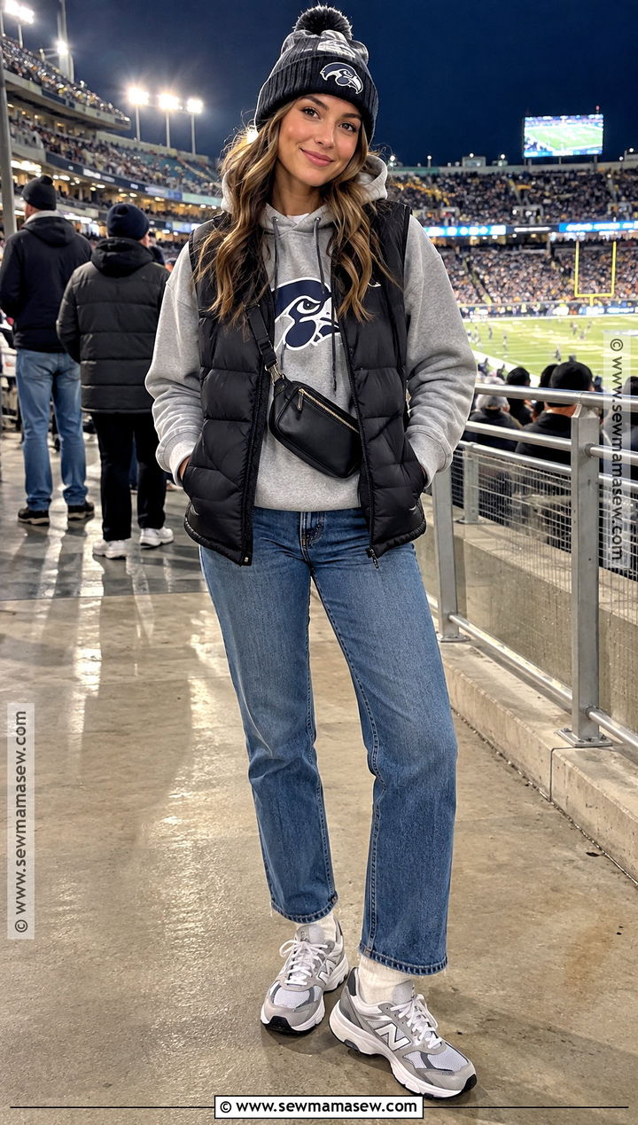 Fall Football Gameday Hoodie And Puffer Vest Outfit - 15 fall gameday outfit football ideas