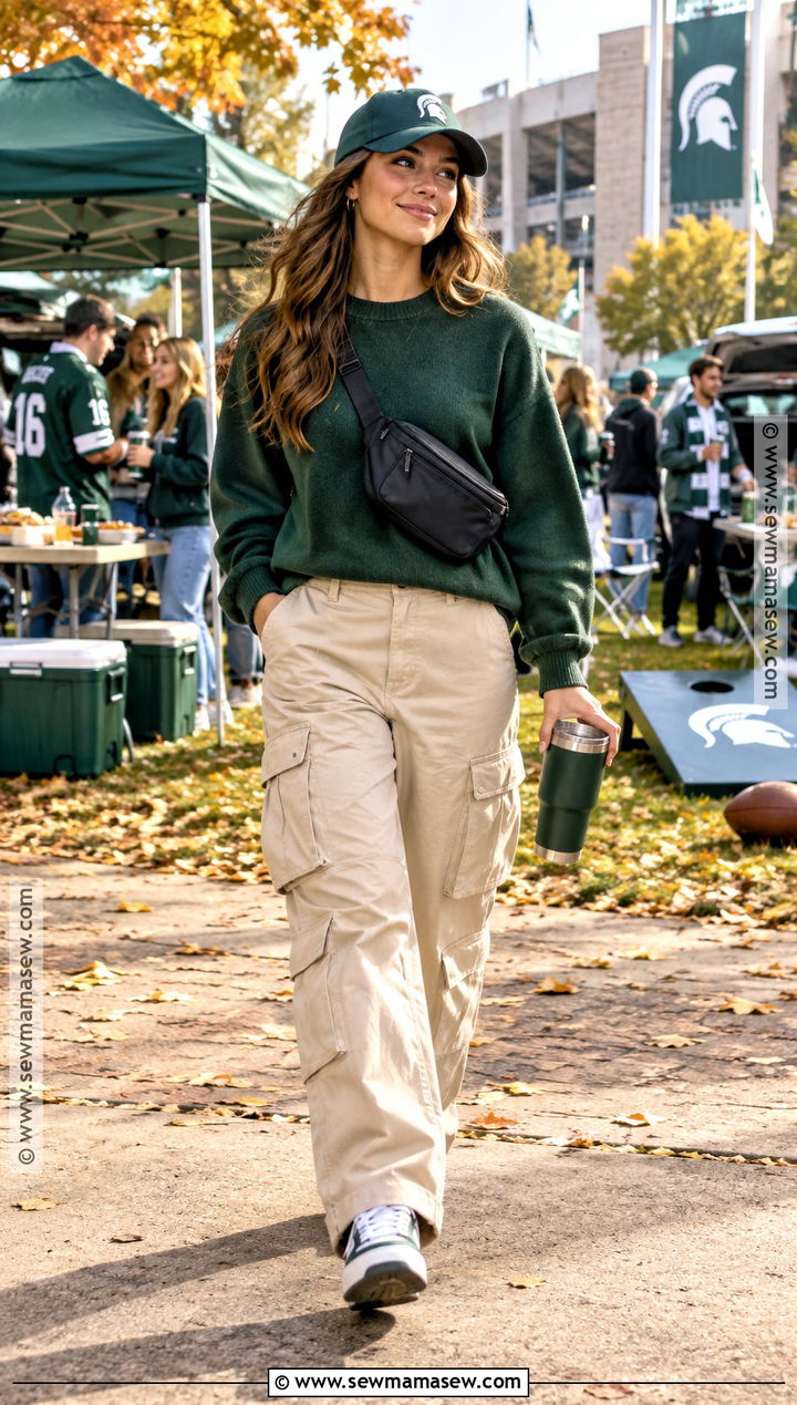 Fall Football Gameday Sweater And Cargo Pants Outfit - 15 fall gameday outfit football ideas