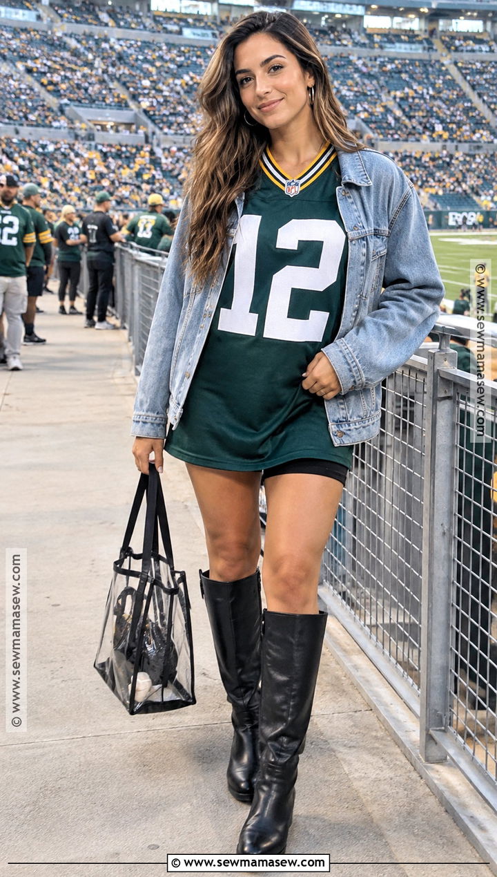 Fall Football Jersey Dress And Knee High Boots Outfit - 20 fall football outfits