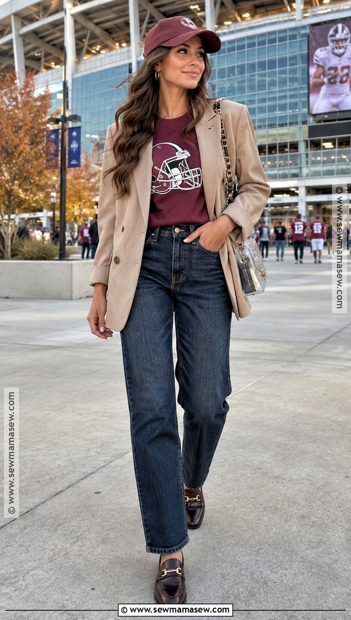 Fall Football Shirt With Blazer And Jeans - 15 fall football shirt ideas