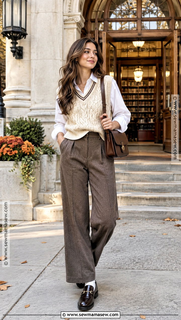 Fall Girl Sweater Vest And Button Down Outfit - 15 Fall Girl Aesthetic Clothes