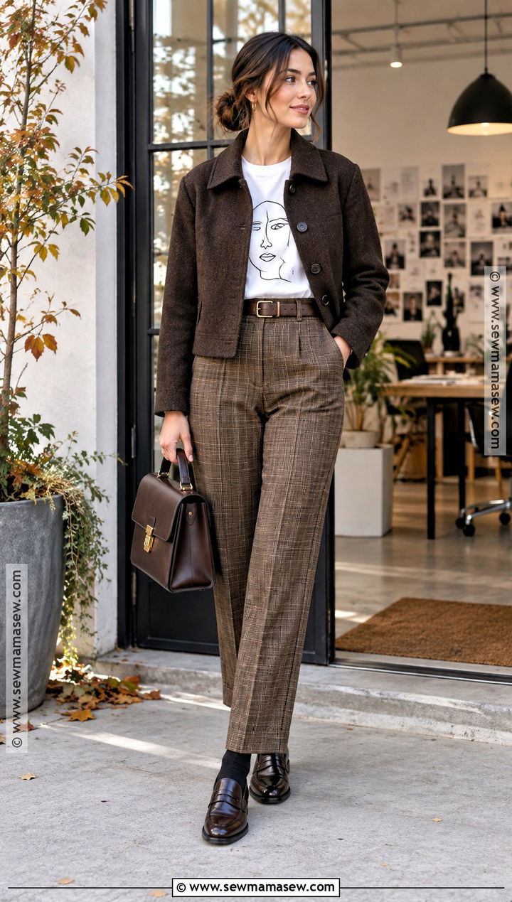 Fall Graphic Tee With Plaid Pants And Loafers - 20 fall graphic tees ideas