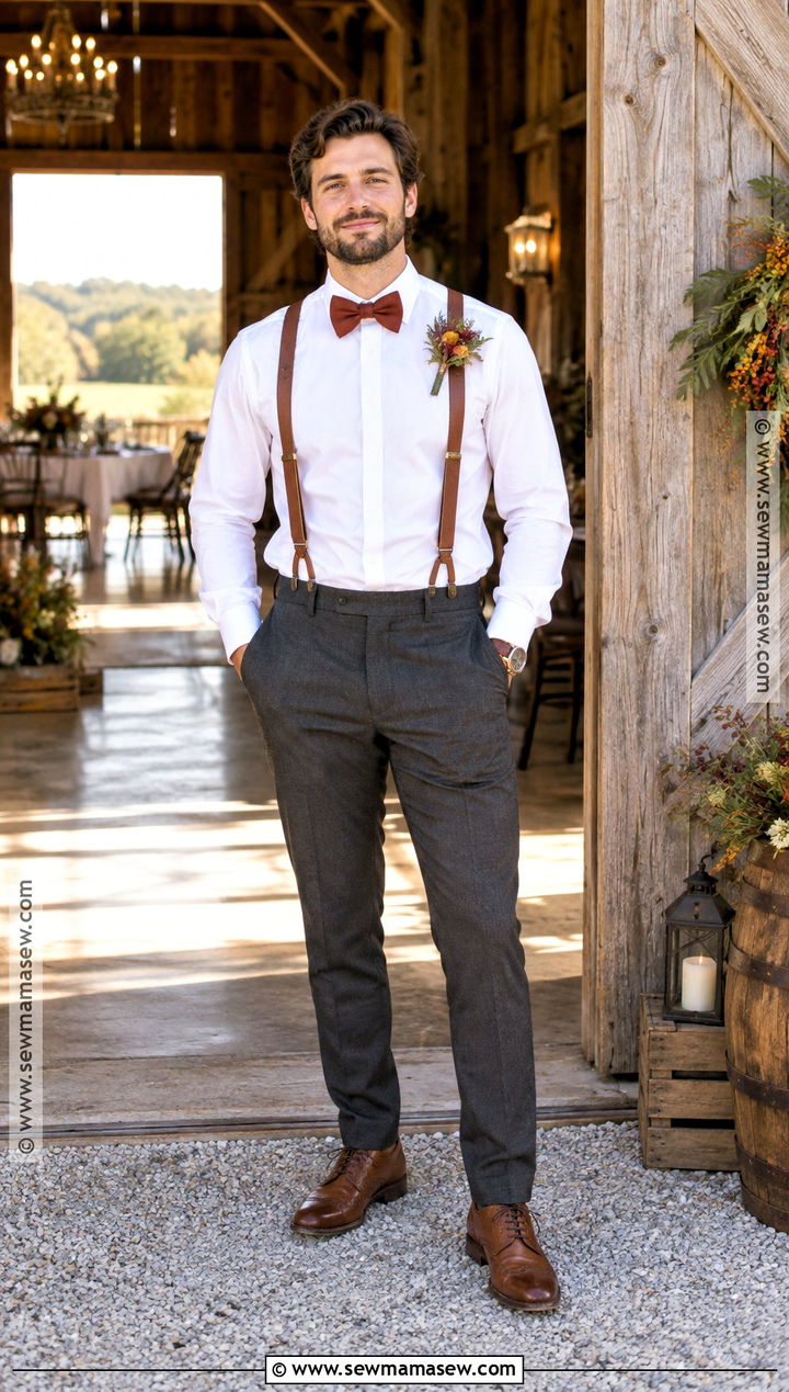 Fall Groom Suspenders With Dress Pants - 15 groom fall wedding attire casual ideas