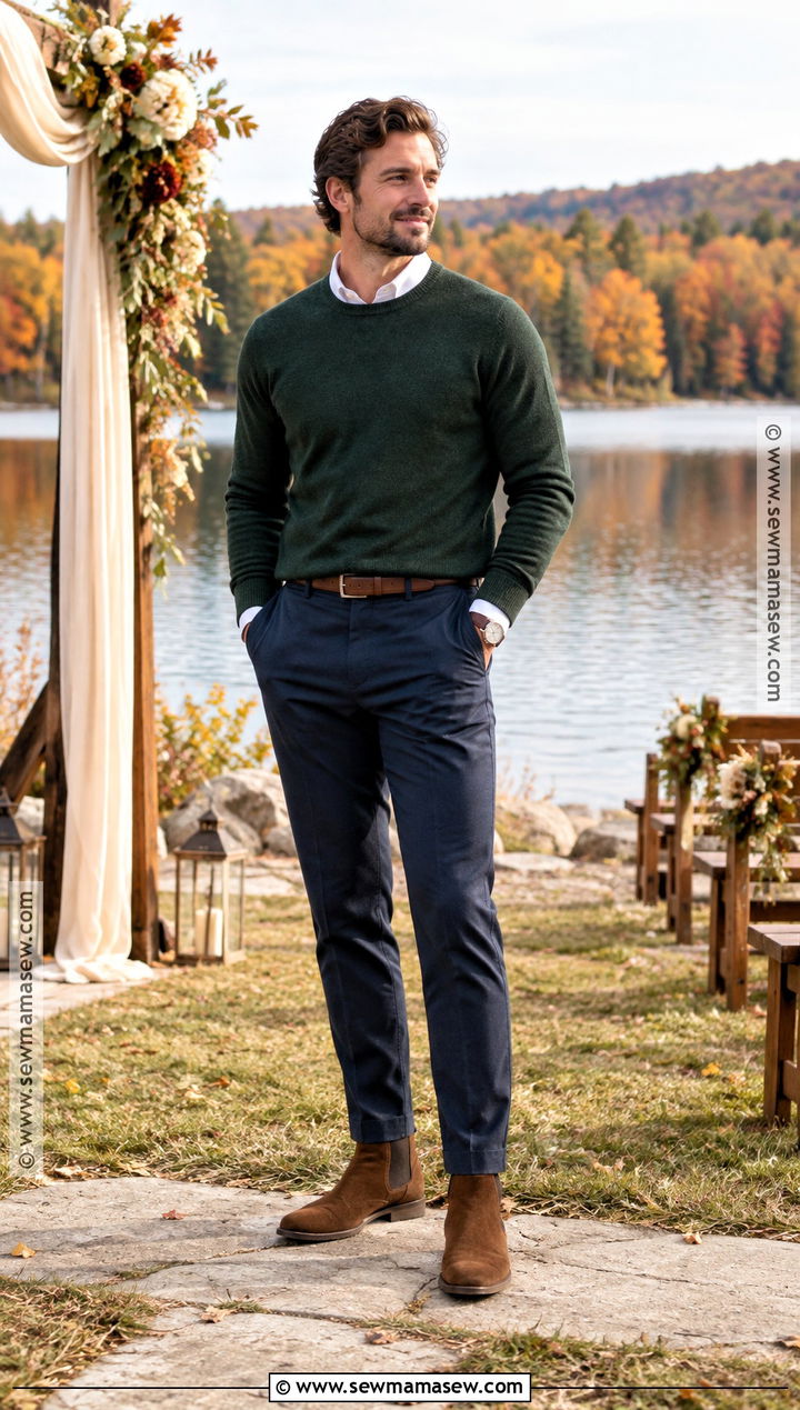 Fall Groom Sweater With Dress Pants - 15 groom fall wedding attire casual ideas