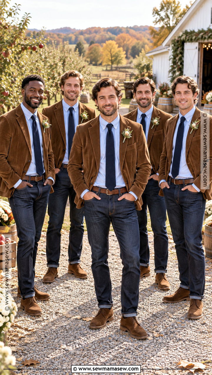 Fall Groomsmen Corduroy Blazer Jeans And Chukka Boots - 15 fall groomsmen attire jeans