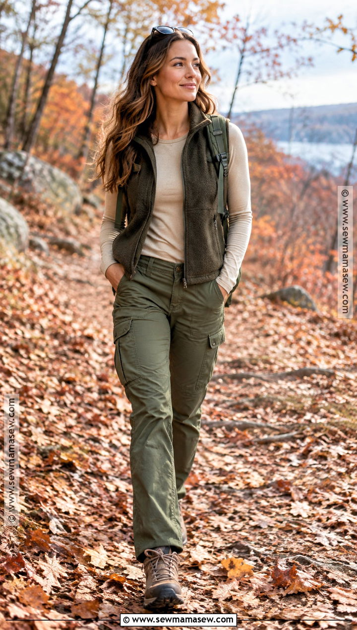 Fall Hiking Outfit With Cargo Pants And Long Sleeve Top - 15 hiking clothes women fall