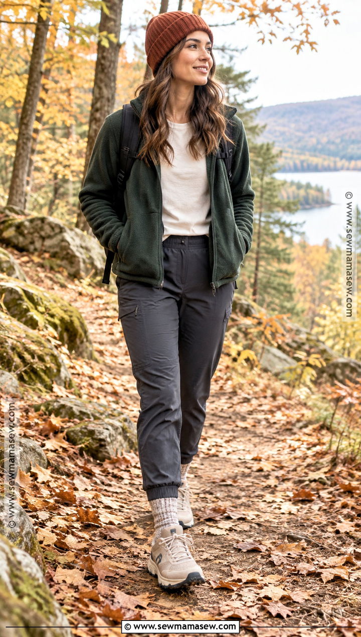 Fall Hiking Outfit With Fleece And Joggers - 15 hiking outfits fall for women