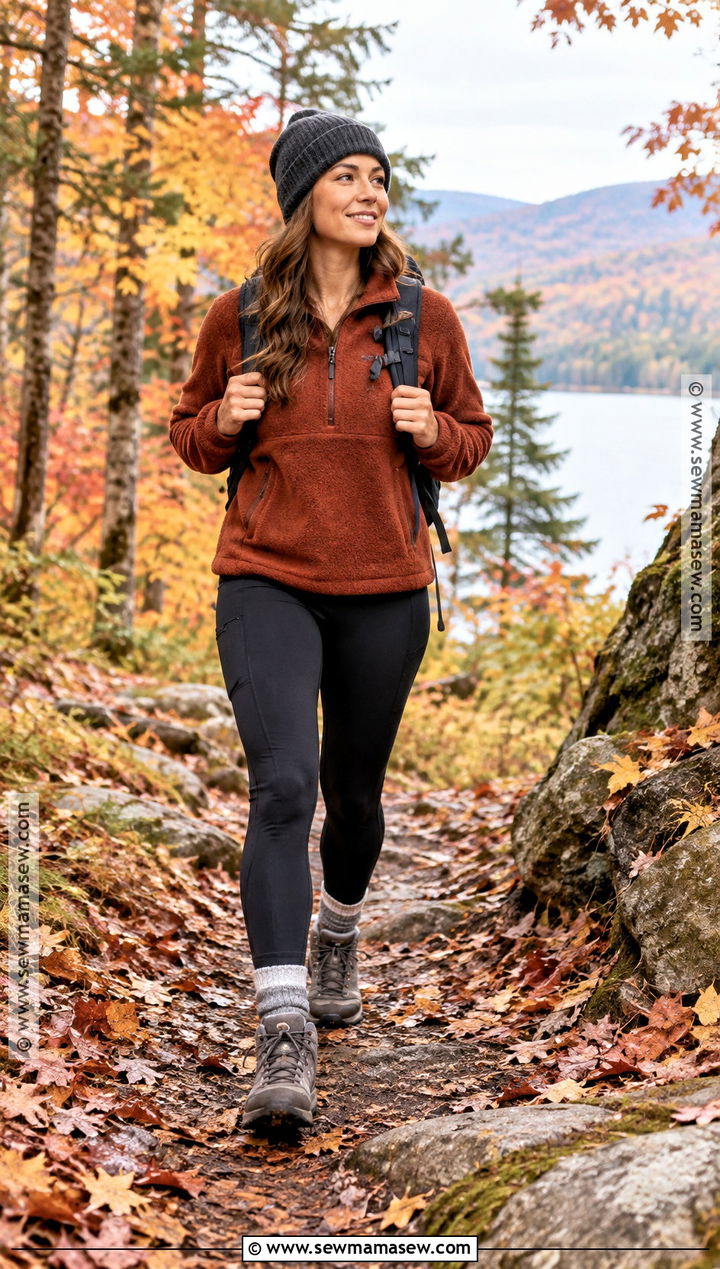 Fall Hiking Outfit With Fleece And Leggings - 15 hiking outfits fall for women