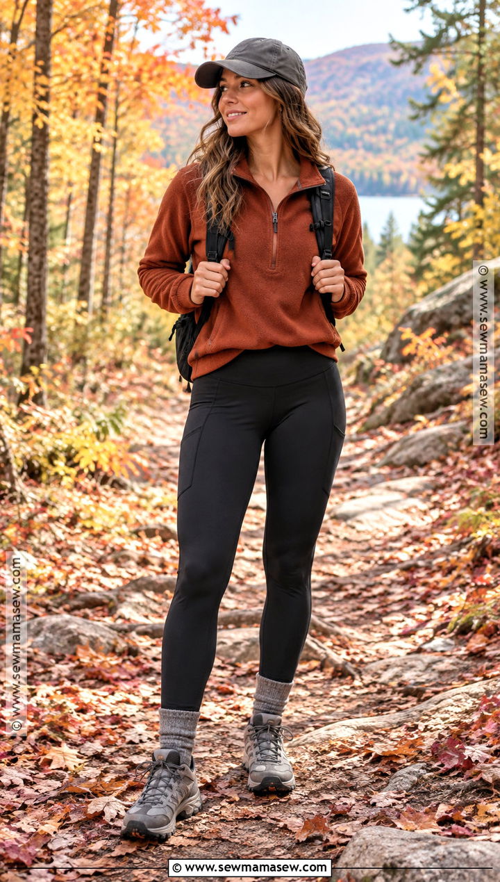 Fall Hiking Outfit With Fleece And Leggings - 15 hiking clothes women fall